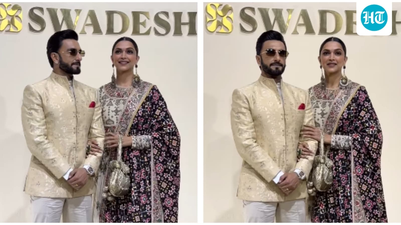 Ranveer Singh and Deepika Padukone hold hands, happily po...